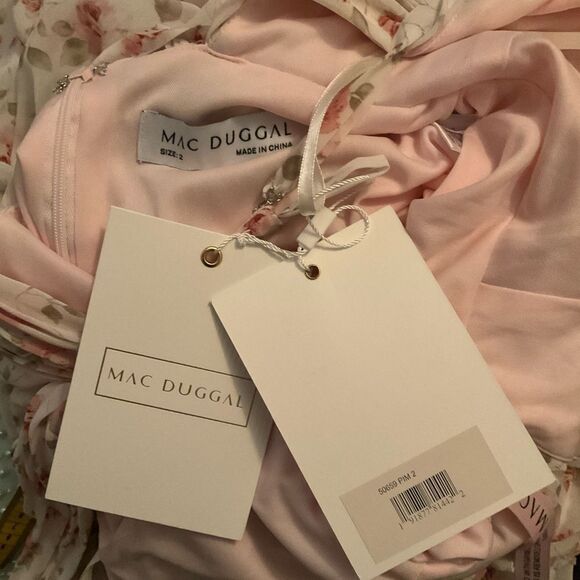 MAC DUGGAL  White Multicolor Floral Print Sleeveless Ruffled High-Low Gown - Picture 13 of 13